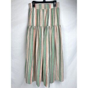 NWT The Odells Anthropologie Virginia Skirt XS Orange Green Maxi Striped Long